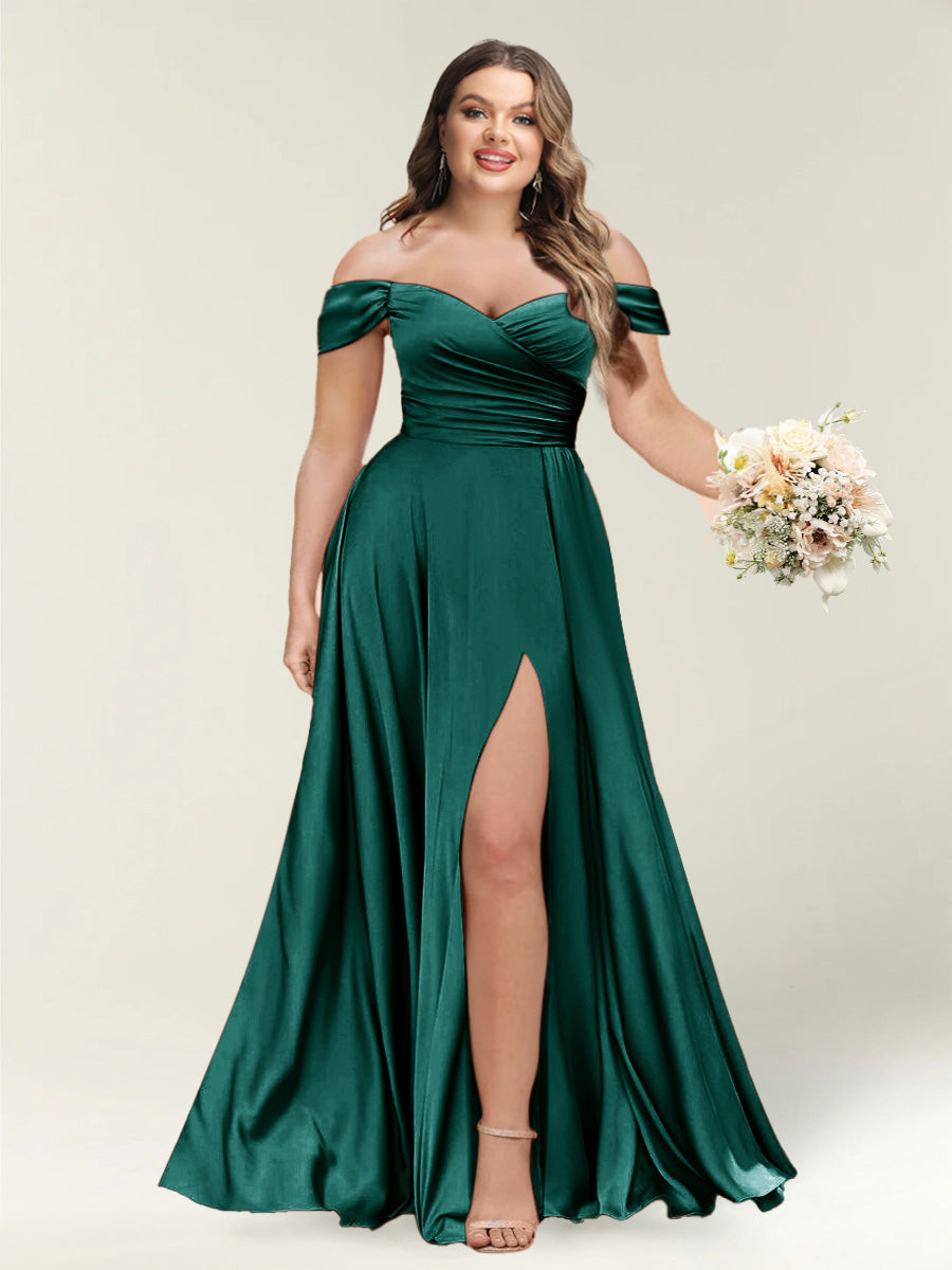 A-Line/Princess One-Shoulder Sleeveless Long Plus Size Bridesmaid Dresses with Split Side - 画像 (45)