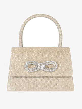 Polyester Solid Color Multi Carry Crystals Rhinestone Chain Evening Bags