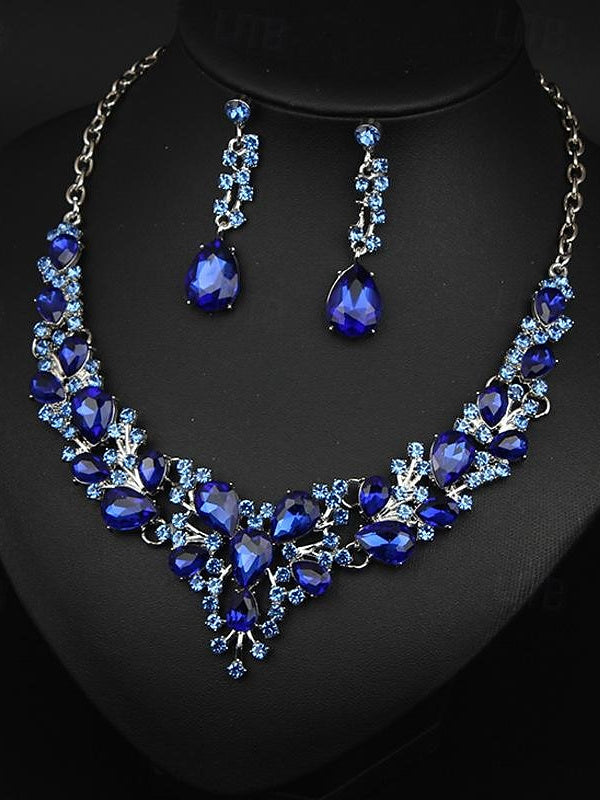 1 set Jewelry 3pcs Glass Alloy Necklace Earrings Women's Elegant Vintage Jewelry Set For Wedding Party - Image 11