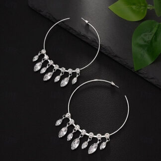 Women's Hoop Tassel Fringe Drop Precious Tropical Fashion Personalized Imitation Diamond Earrings Jewelry For Wedding Party Work Prom