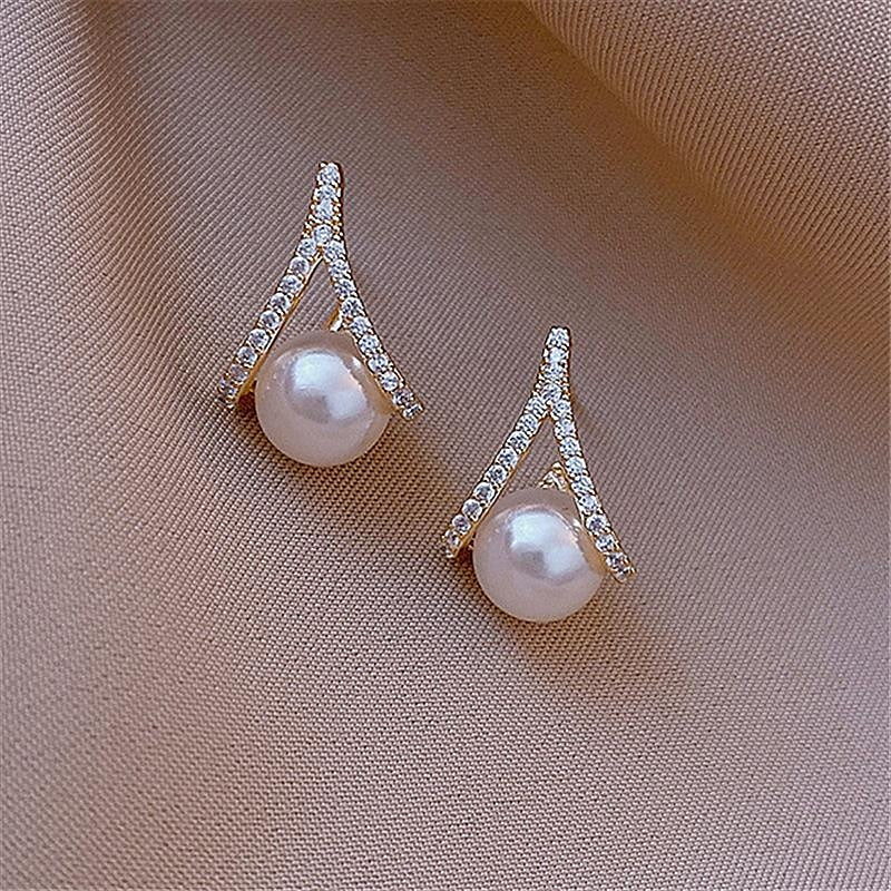 1 Pair Women's Romantic Pearl Stud Classic Shining Earrings - 이미지 2