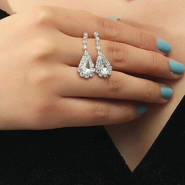 1 set Bridal Jewelry Sets For Women's Party Formal Rhinestone Alloy Chandelier - Image 3