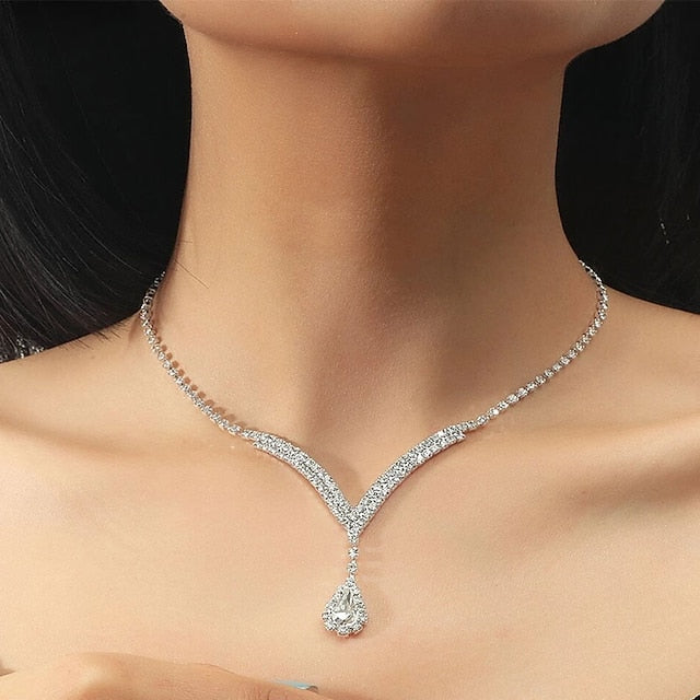 1 set Bridal Jewelry Sets For Women's Party Formal Rhinestone Alloy Chandelier - Image 4