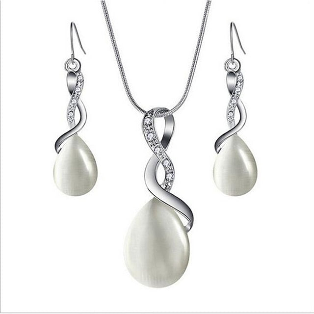 1 set Jewelry Set Drop Earrings For Women's Crystal Party Pendant Necklace - Image 3