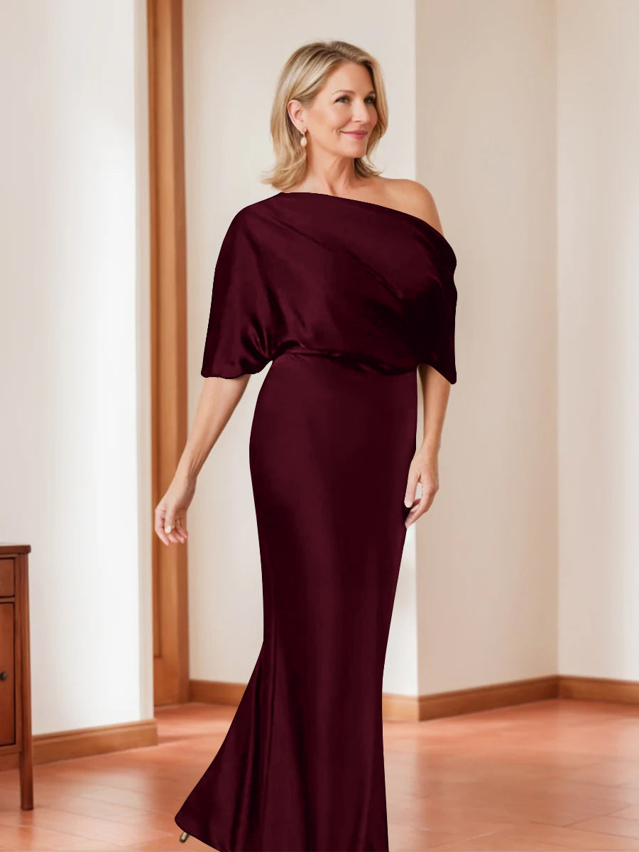 Sheath/Column One-Shoulder 1/2 Sleeves Elegant Plus Size Mother of the Bride Dresses - Image 5
