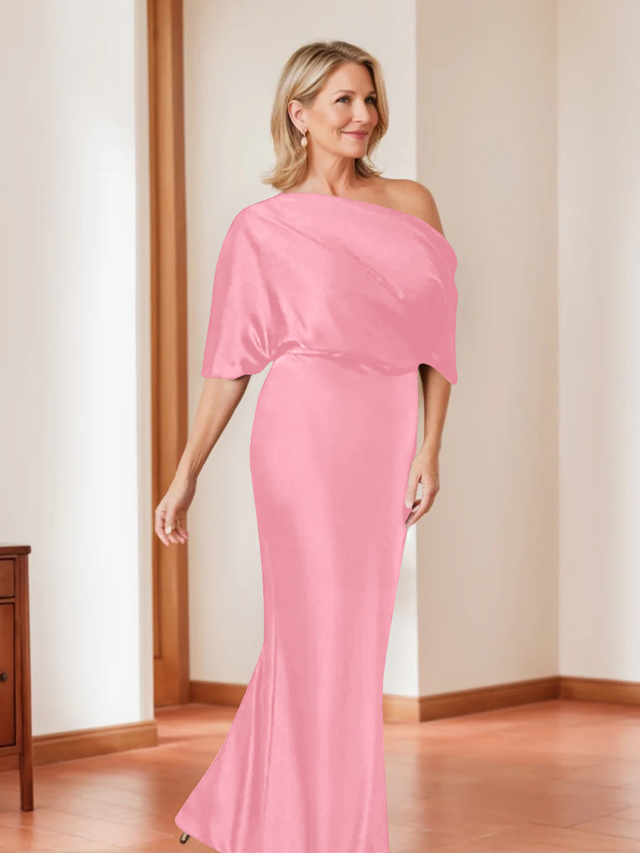 Sheath/Column One-Shoulder 1/2 Sleeves Elegant Plus Size Mother of the Bride Dresses - Image 6
