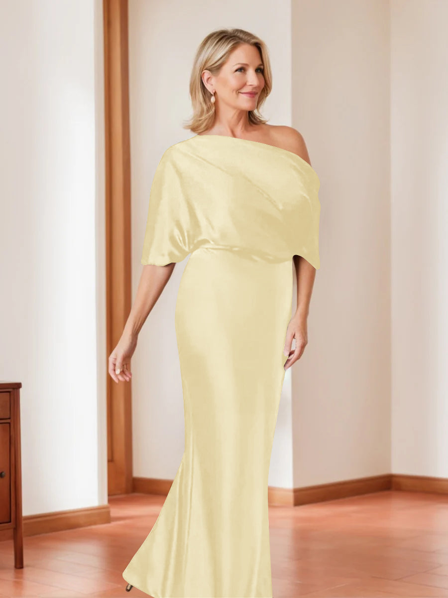 Sheath/Column One-Shoulder 1/2 Sleeves Elegant Plus Size Mother of the Bride Dresses - Image 7