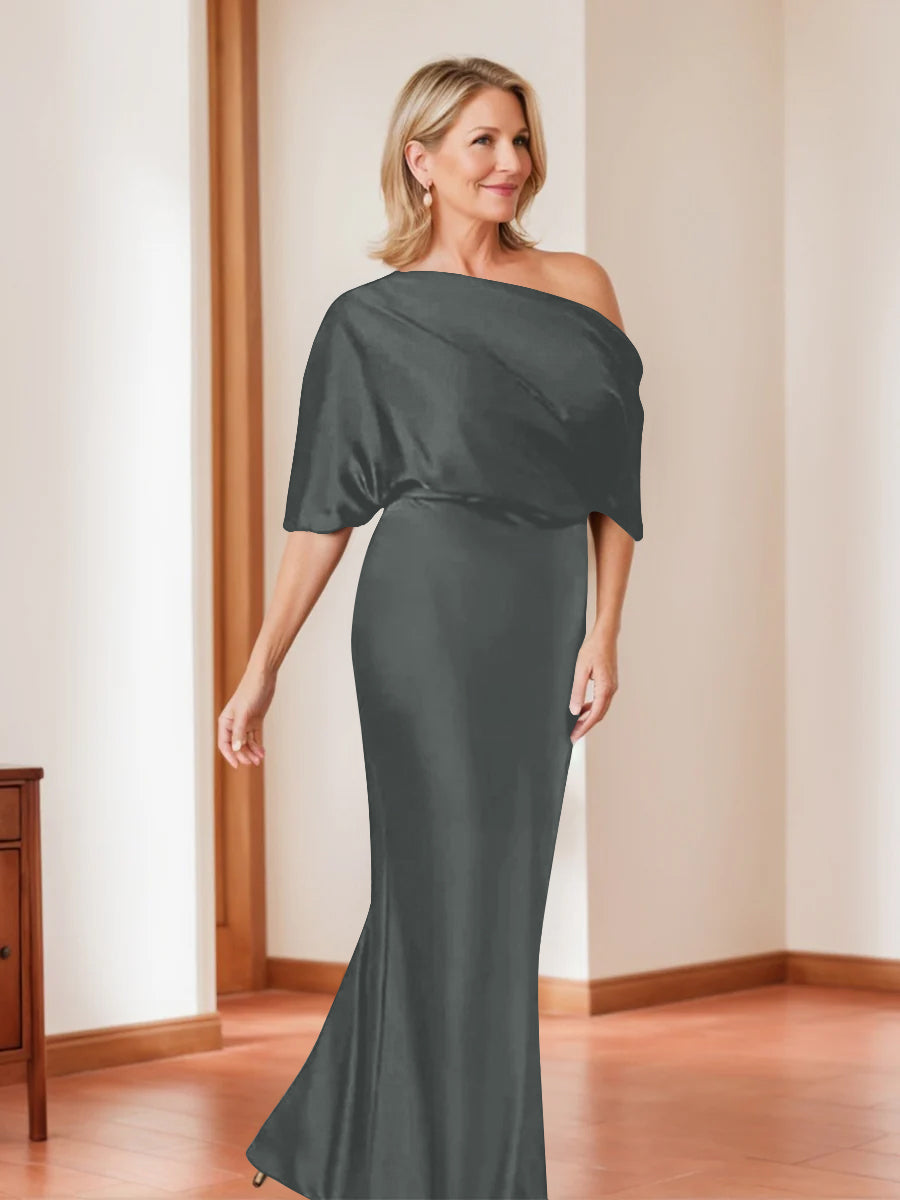 Sheath/Column One-Shoulder 1/2 Sleeves Elegant Plus Size Mother of the Bride Dresses - Image 8