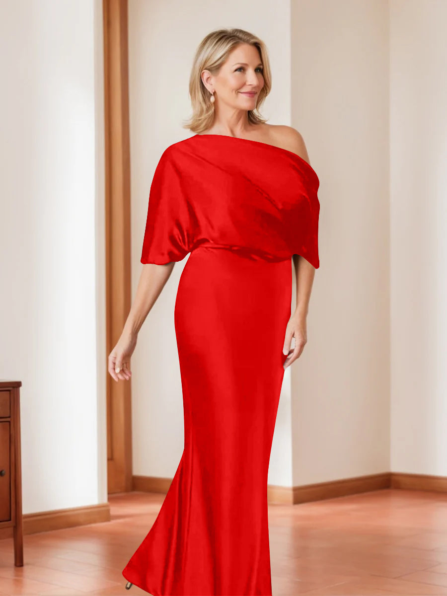Sheath/Column One-Shoulder 1/2 Sleeves Elegant Plus Size Mother of the Bride Dresses - Image 12