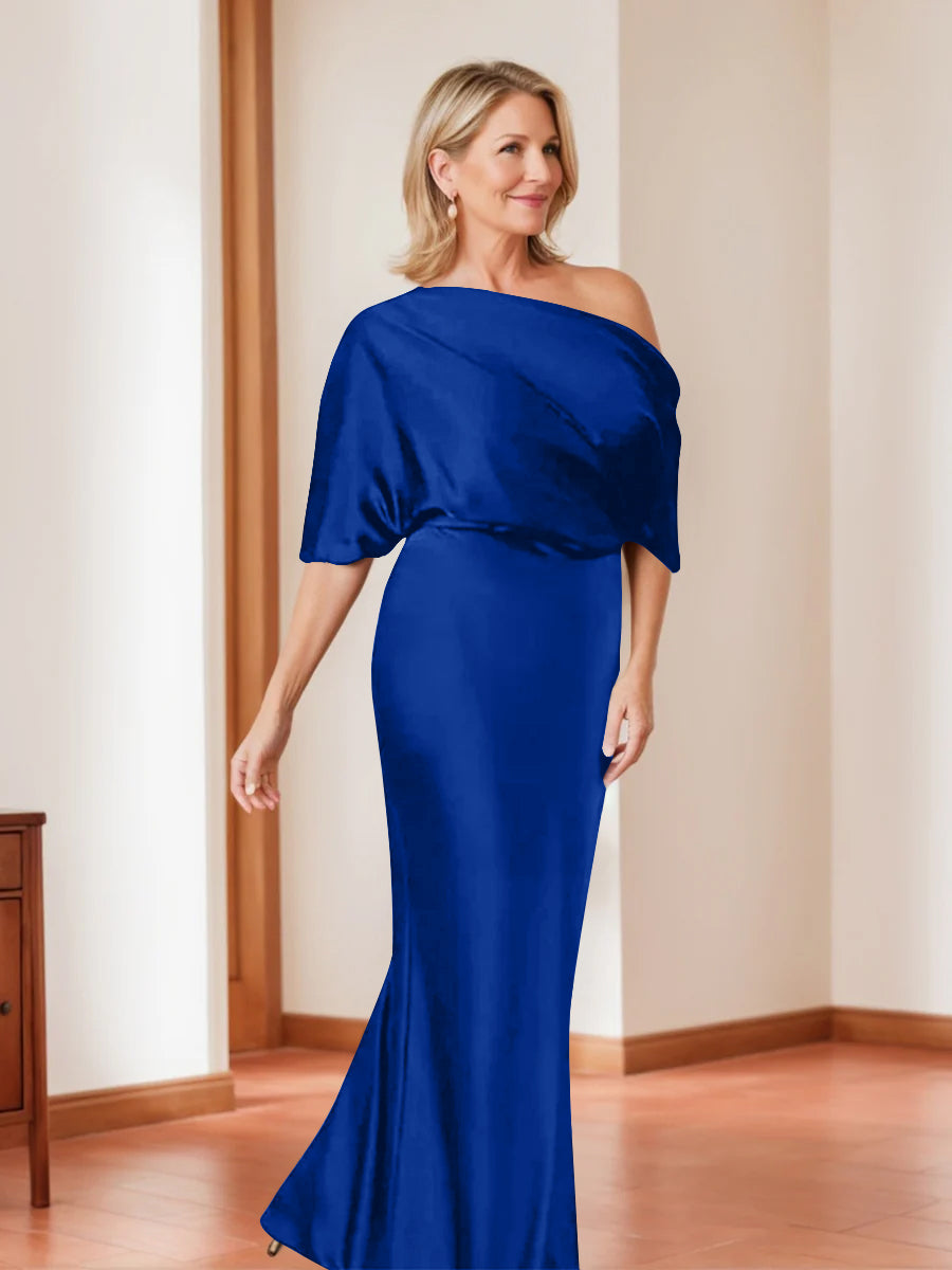 Sheath/Column One-Shoulder 1/2 Sleeves Elegant Plus Size Mother of the Bride Dresses - Image 13