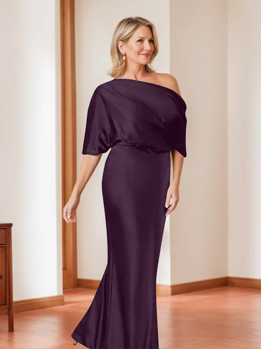 Sheath/Column One-Shoulder 1/2 Sleeves Elegant Plus Size Mother of the Bride Dresses - Image 14