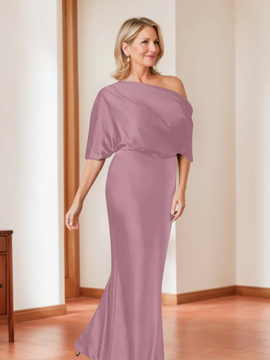 Sheath/Column One-Shoulder 1/2 Sleeves Elegant Plus Size Mother of the Bride Dresses - Image 15