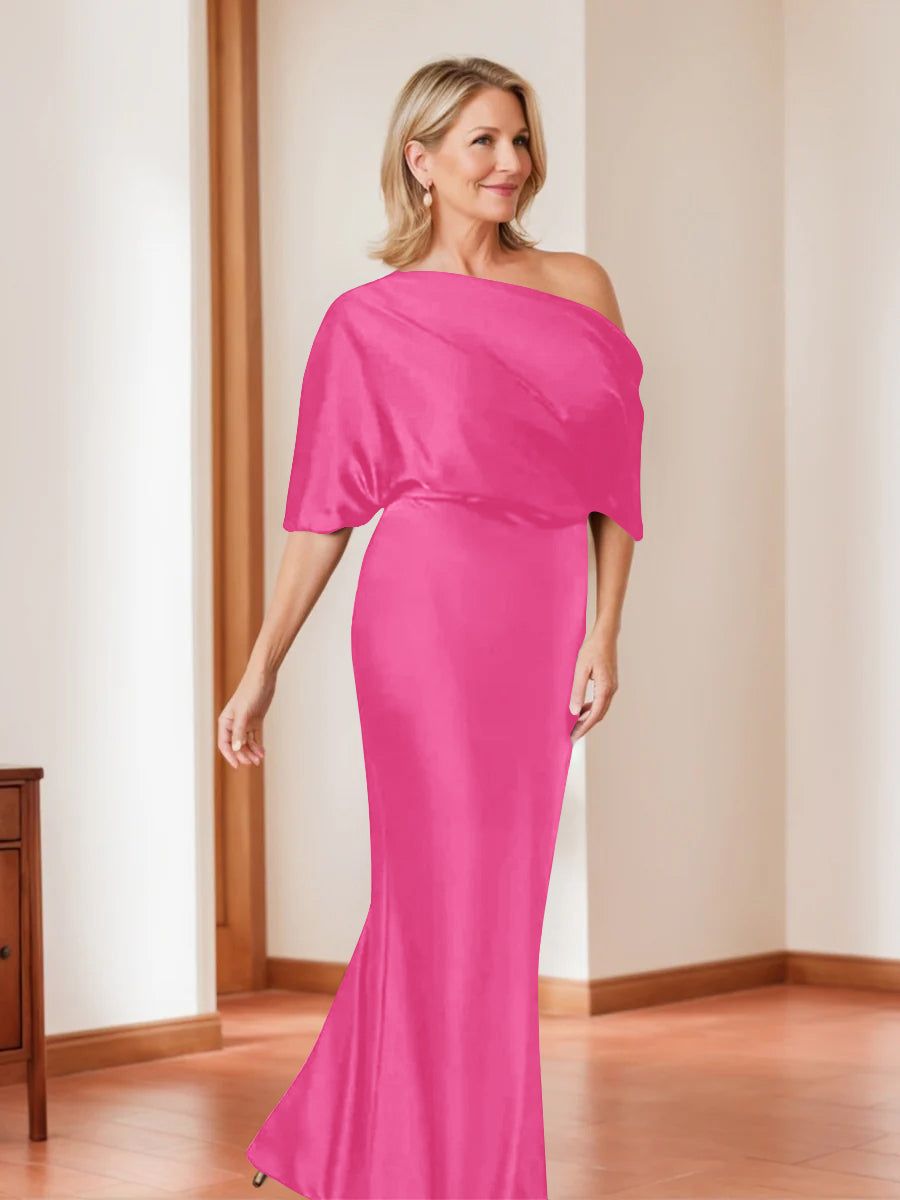 Sheath/Column One-Shoulder 1/2 Sleeves Elegant Plus Size Mother of the Bride Dresses - Image 17