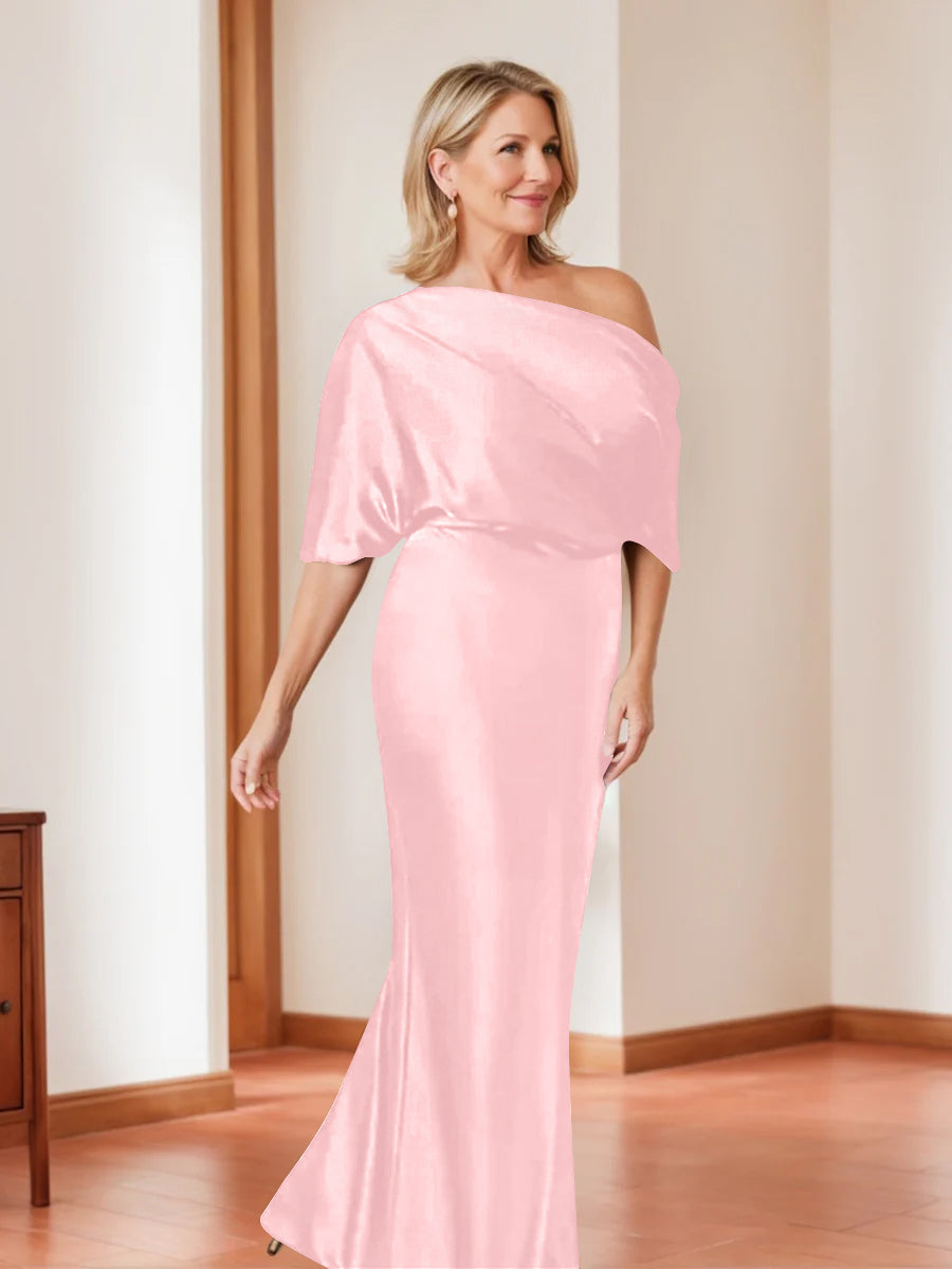 Sheath/Column One-Shoulder 1/2 Sleeves Elegant Plus Size Mother of the Bride Dresses - Image 21
