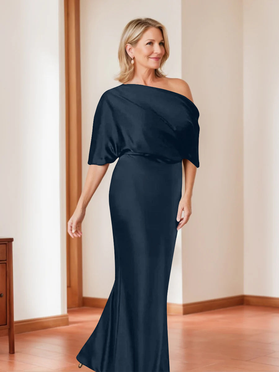Sheath/Column One-Shoulder 1/2 Sleeves Elegant Plus Size Mother of the Bride Dresses - Image 27