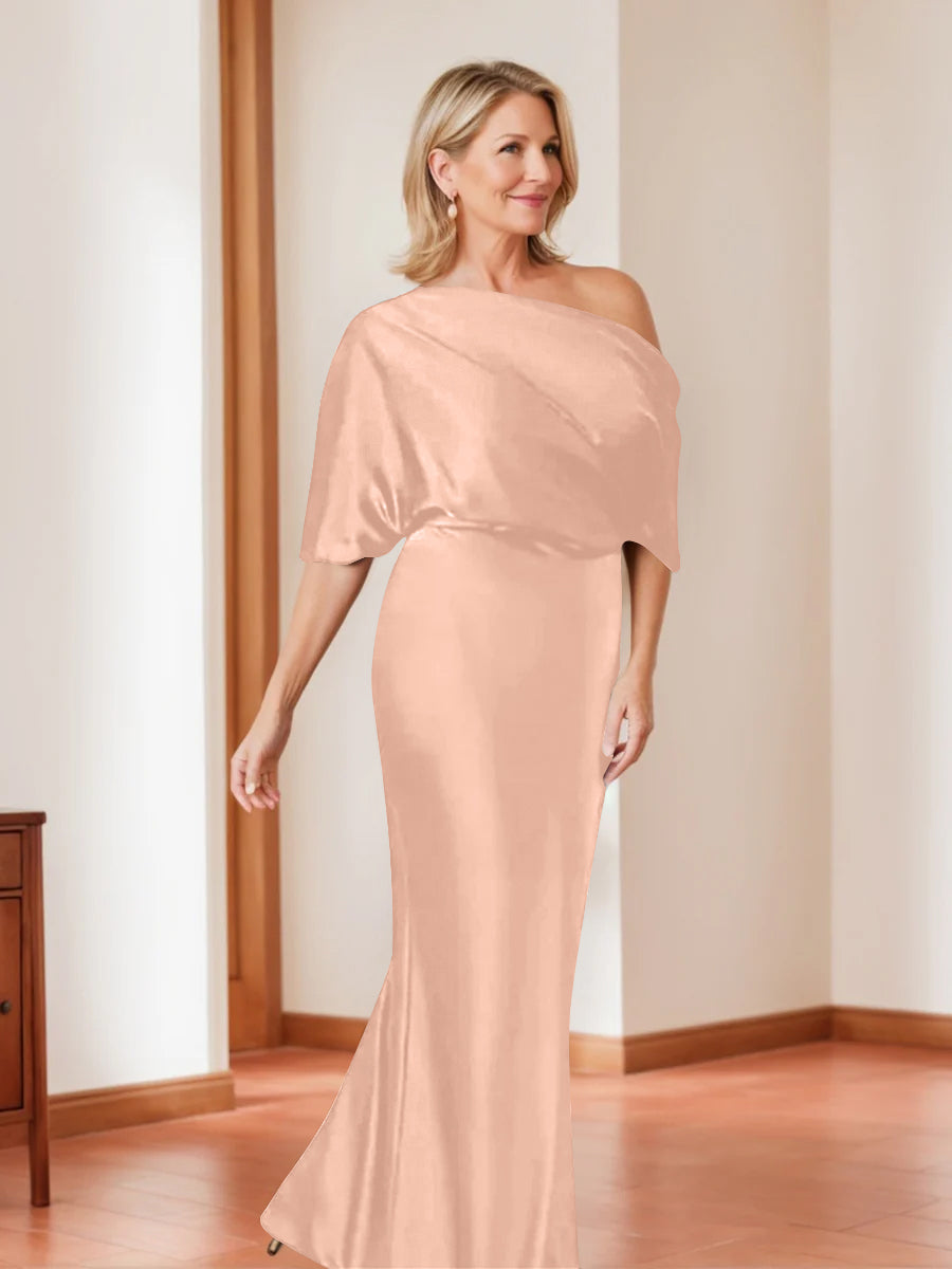 Sheath/Column One-Shoulder 1/2 Sleeves Elegant Plus Size Mother of the Bride Dresses - Image 31