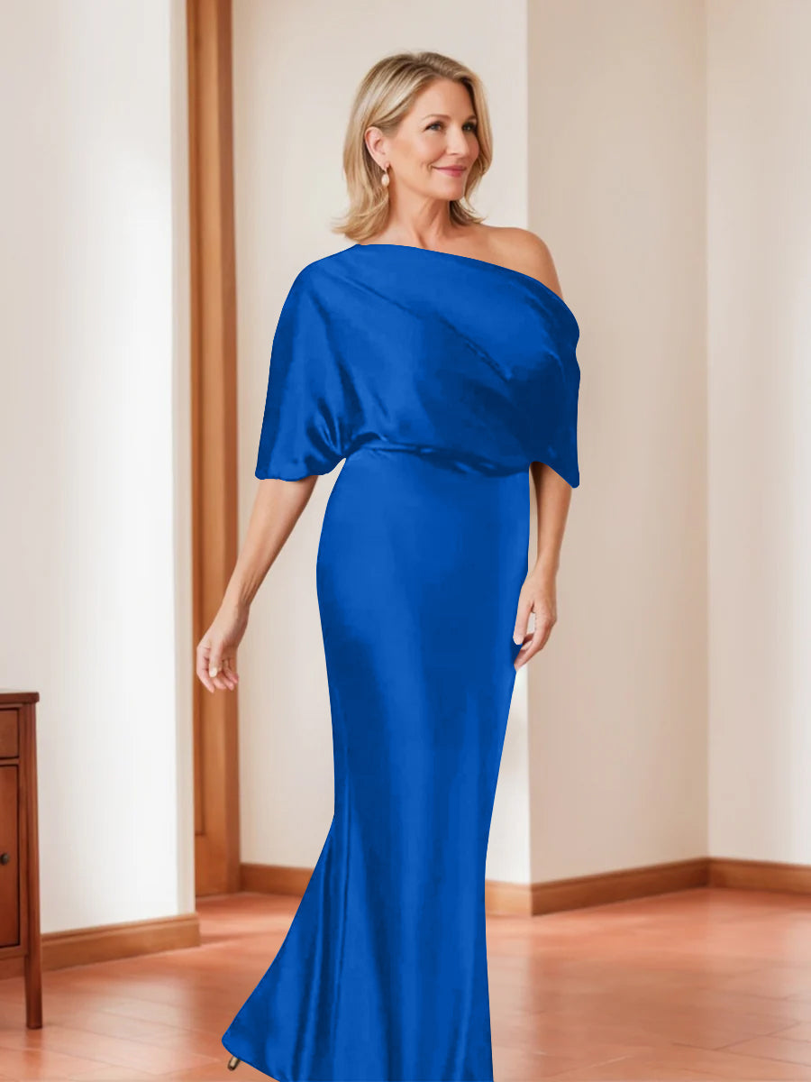 Sheath/Column One-Shoulder 1/2 Sleeves Elegant Plus Size Mother of the Bride Dresses - Image 35