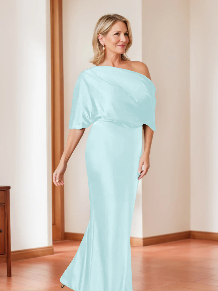 Sheath/Column One-Shoulder 1/2 Sleeves Elegant Plus Size Mother of the Bride Dresses - Image 38