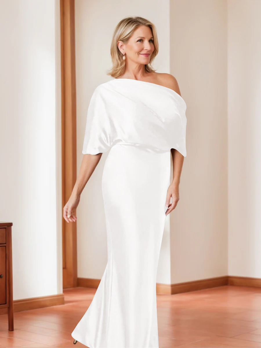 Sheath/Column One-Shoulder 1/2 Sleeves Elegant Plus Size Mother of the Bride Dresses - Image 2