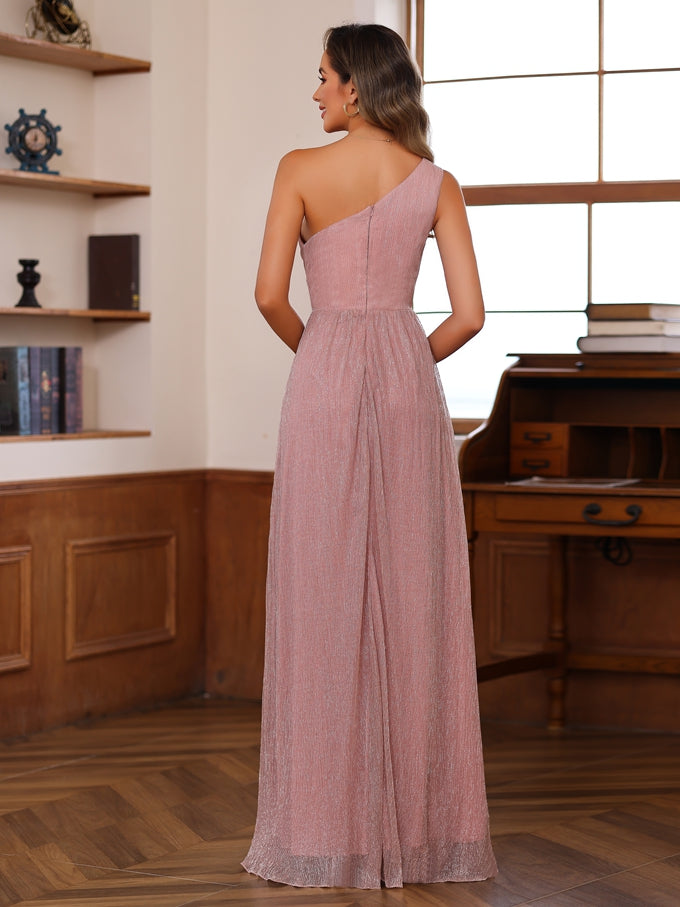A-Line/Princess One-Shoulder Sleeveless Floor-Length Mother of the Bride Dresses with Ruffles - 画像 (2)