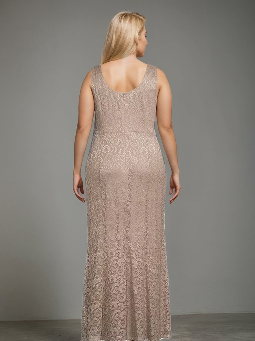 Sheath/Column Square Neck 3/4 Length Sleeves Floor-Length 2 Pieces Plus Size Mother of the Bride Dresses with Jacket - 이미지 3