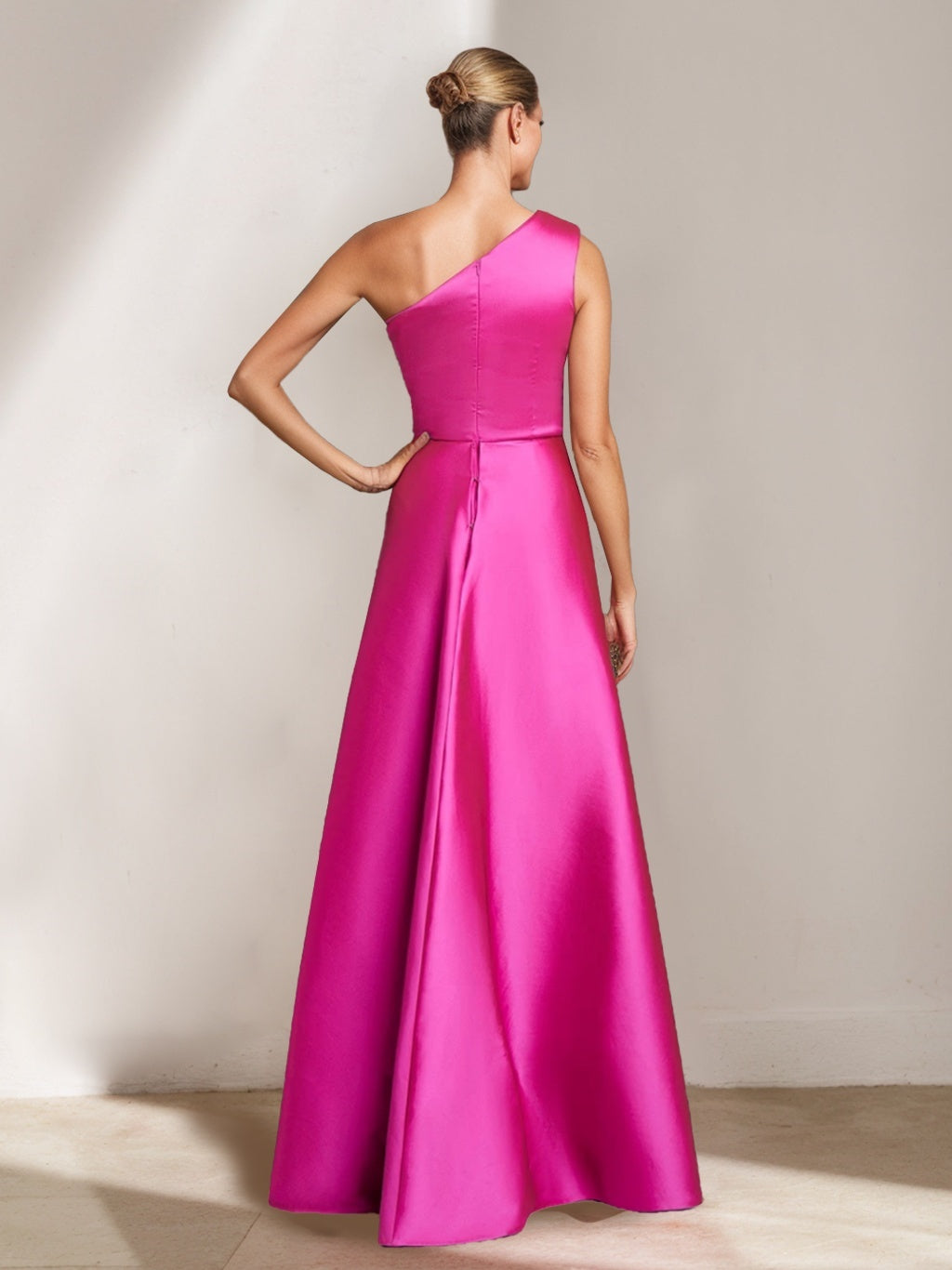 Sheath/Column One-Shoulder Sleeveless Floor-Length Plus Size Mother of the Bride Dresses with Ruffles - Image 2