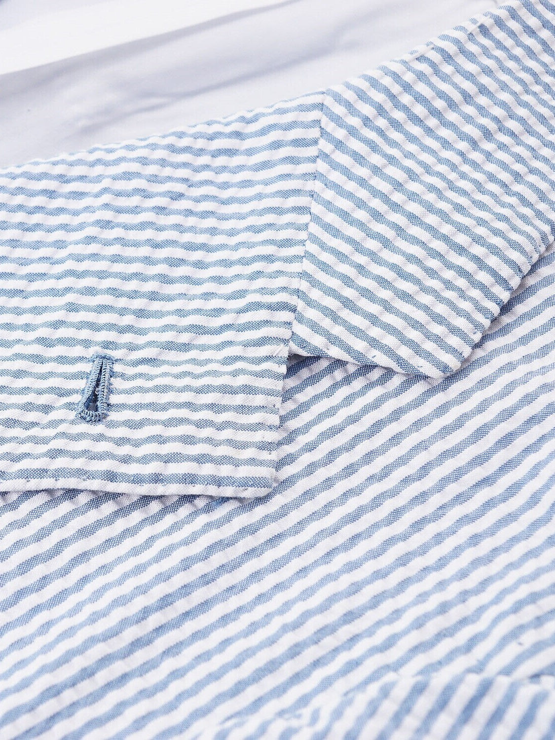 Blue Men's Seersucker Pinstripe Standard Fit Single Breasted One-buttons Beach Wedding Suit 2 Piece - Image 2