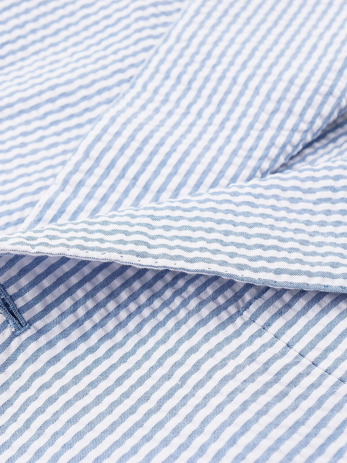 Blue Men's Seersucker Pinstripe Standard Fit Single Breasted One-buttons Beach Wedding Suit 2 Piece - Image 3