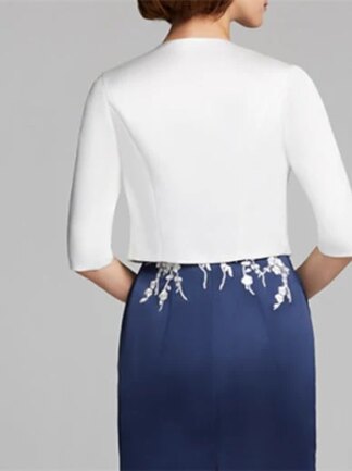 Women‘s Wrap Half Sleeve Coats / Jackets Satin With Pure Color