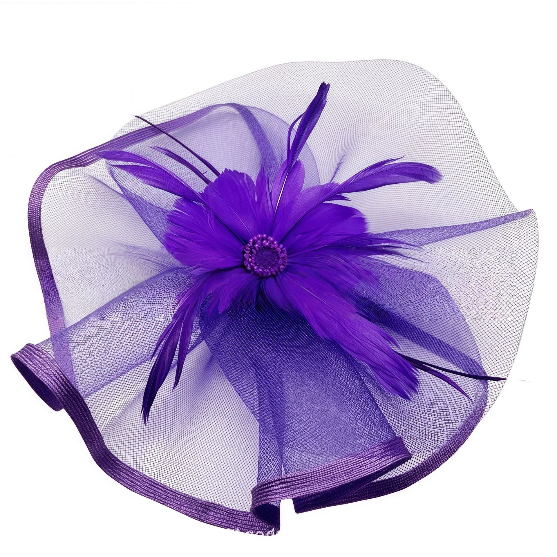 Mesh Fascinators Headband Flower Feather Vintage Tea Party Hat - 画像 (5)