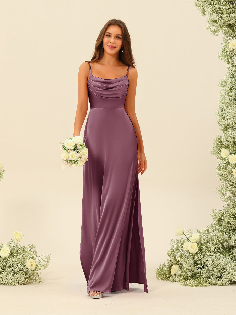 Sheath/Column Spaghetti Straps Split Side Bridesmaid Dresses - 이미지 38