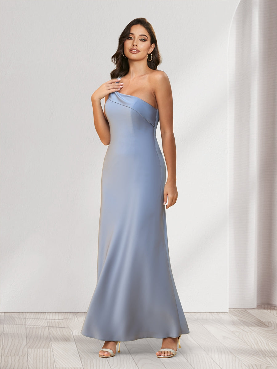 Sheath/Column One-Shoulder Ankle-Length Bridesmaid Dresses - Image 4
