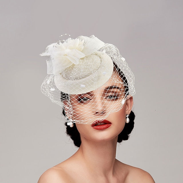 Fascinators Net Funeral Horse Race With Feather Flower Headpiece - Image 4