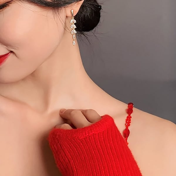 Classic Rhinestone Dangle Earrings - Image 4