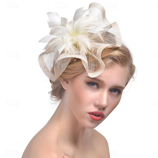Fascinators Organza Horse Race Cocktail Elegant Vintage With Feather Bows Headpiece - 画像 (3)
