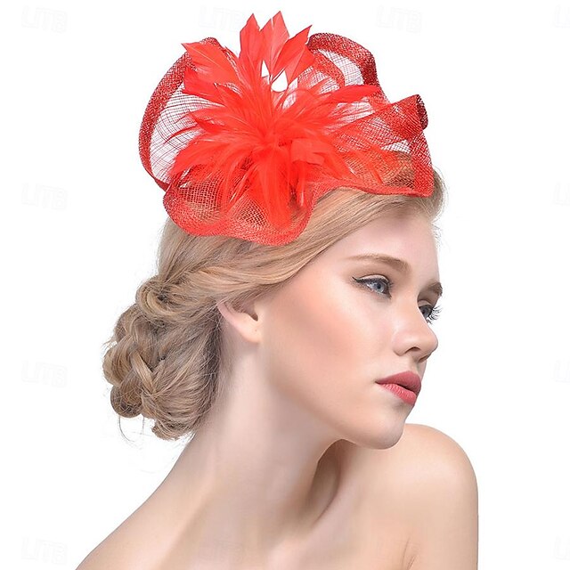 Fascinators Organza Horse Race Cocktail Elegant Vintage With Feather Bows Headpiece - 画像 (5)