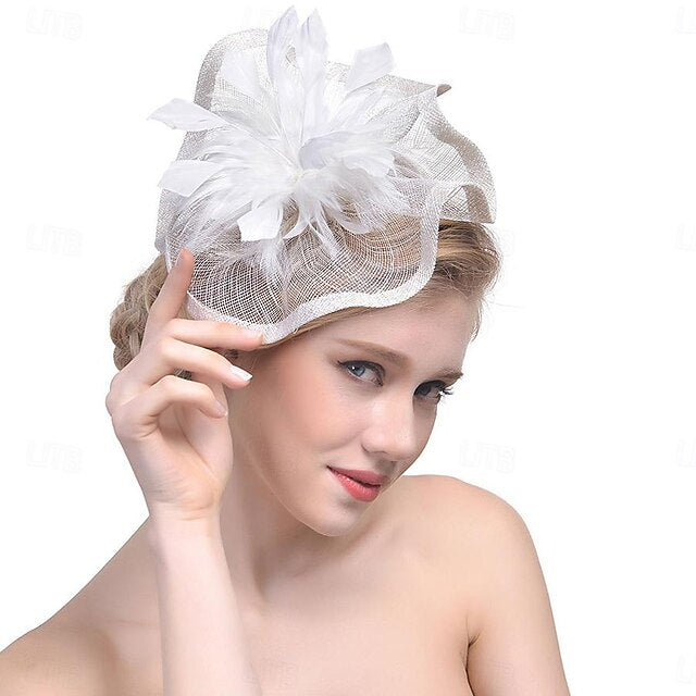 Fascinators Organza Horse Race Cocktail Elegant Vintage With Feather Bows Headpiece - 画像 (7)