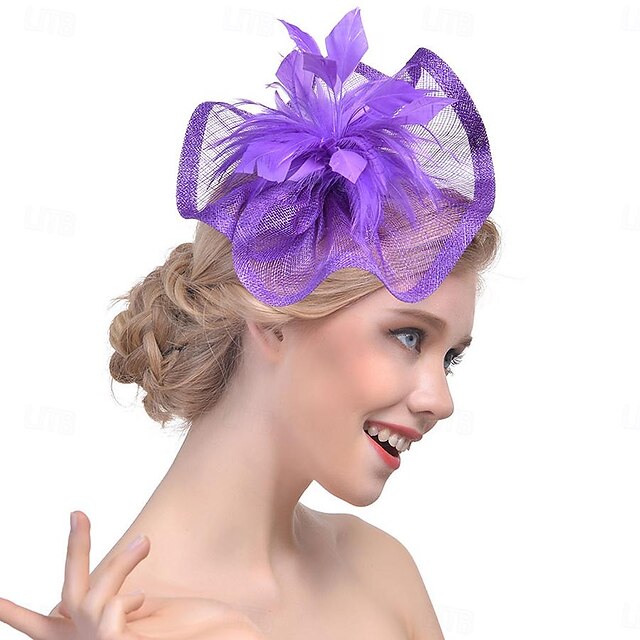 Fascinators Organza Horse Race Cocktail Elegant Vintage With Feather Bows Headpiece - 画像 (8)