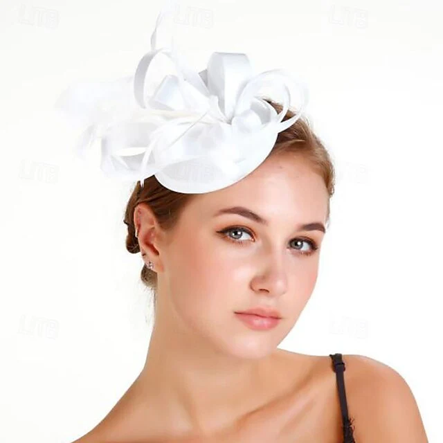 Fascinators Polyester Horse Race Cocktail Elegant Vintage With Feather Bows Headpiece - Image 3