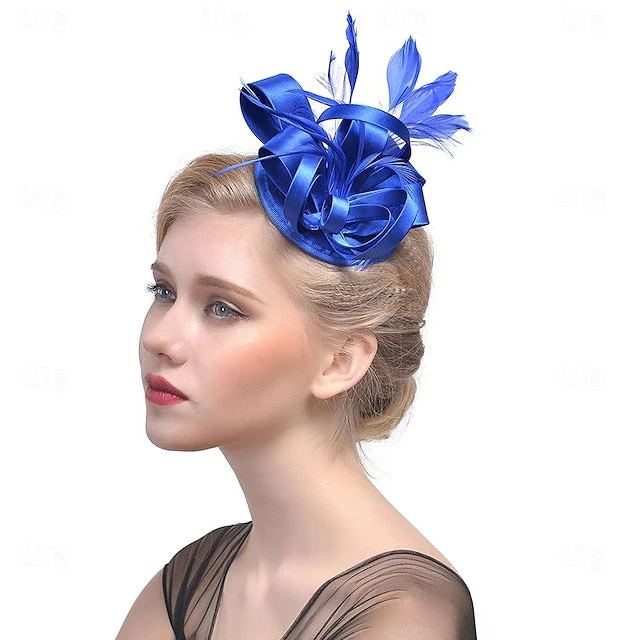 Fascinators Polyester Horse Race Cocktail Elegant Vintage With Feather Bows Headpiece - Image 5
