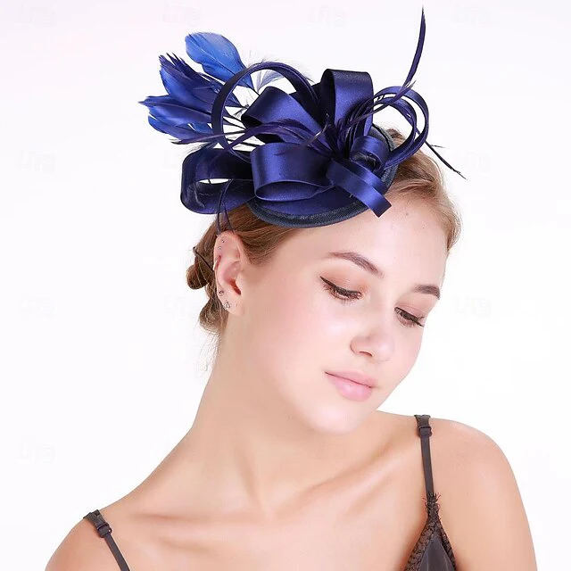 Fascinators Polyester Horse Race Cocktail Elegant Vintage With Feather Bows Headpiece - Image 7