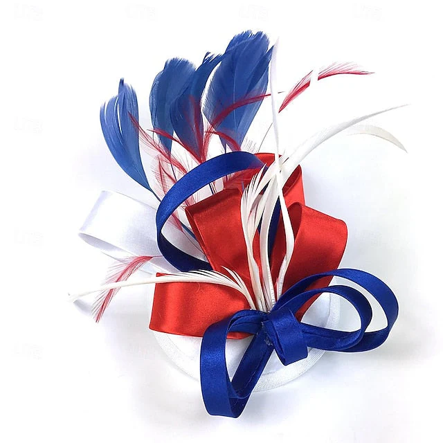 Fascinators Polyester Horse Race Cocktail Elegant Vintage With Feather Bows Headpiece - Image 10