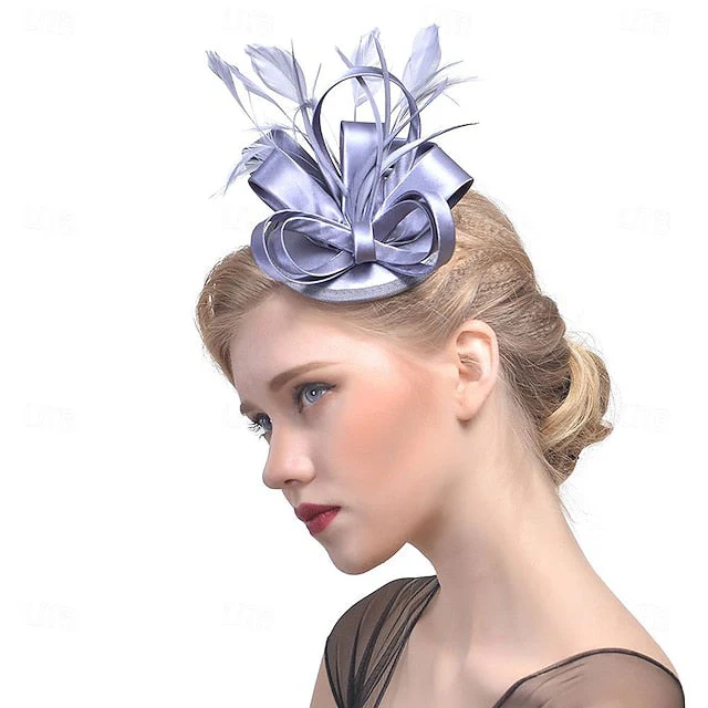 Fascinators Polyester Horse Race Cocktail Elegant Vintage With Feather Bows Headpiece - Image 9