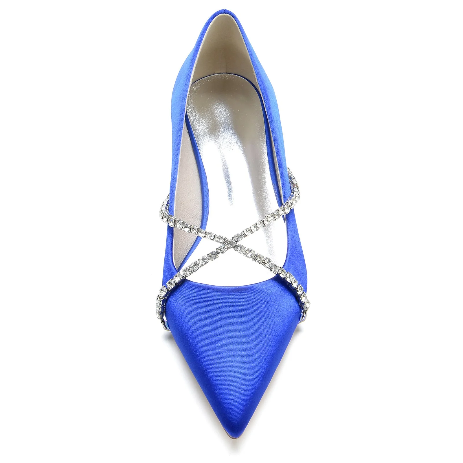 Women's Wedding Shoes Crossed Crystal Chain Low Pointed Toe Bridal Shoes - 이미지 5