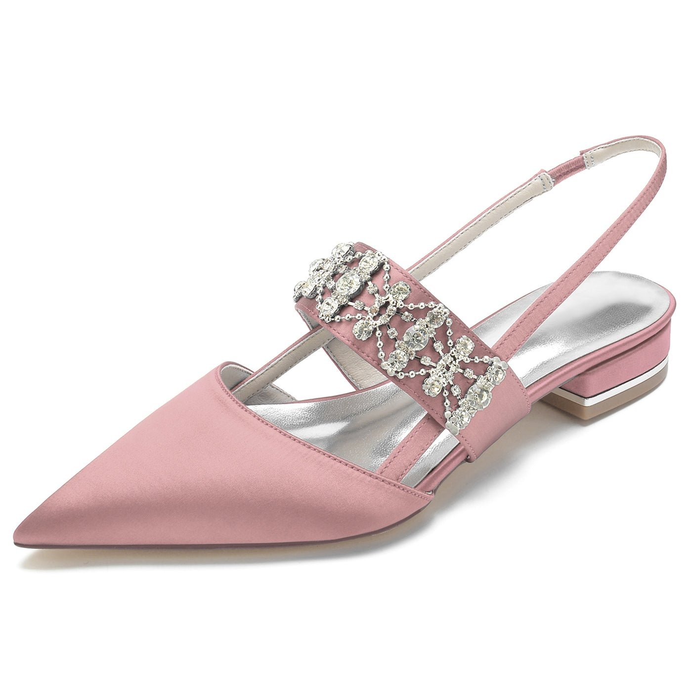 Women's Wedding Shoes Rhinestone Low Heel Closed Toe Buckle Bridal Shoes - 画像 (14)