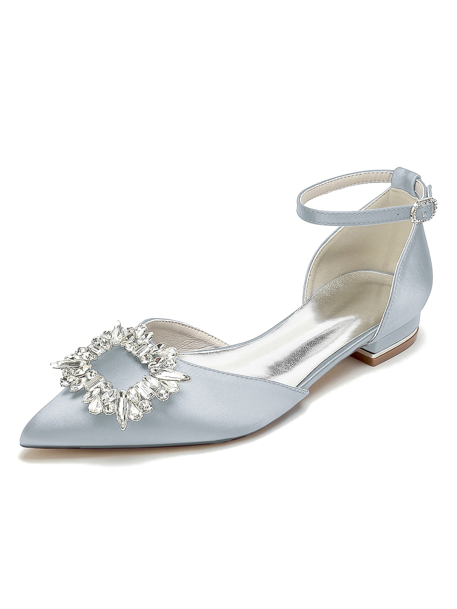 Women's Wedding Shoes Rhinestone Low Heel Pointed Toe Bridesmaid Shoes - Image 8