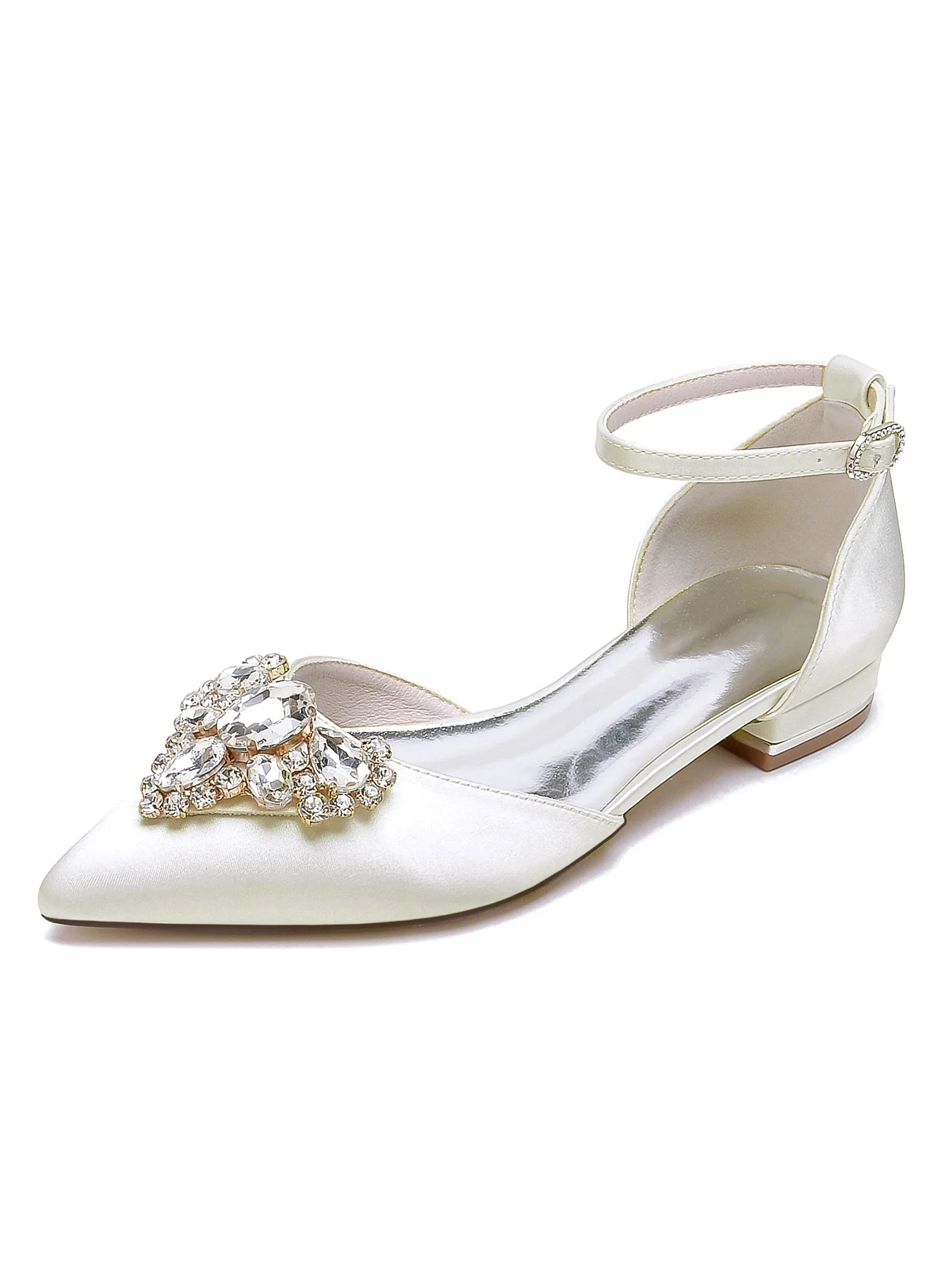 Women's Wedding Shoes Rhinestone Low Heel Pointed Toe Bridesmaid Shoes - 이미지 10