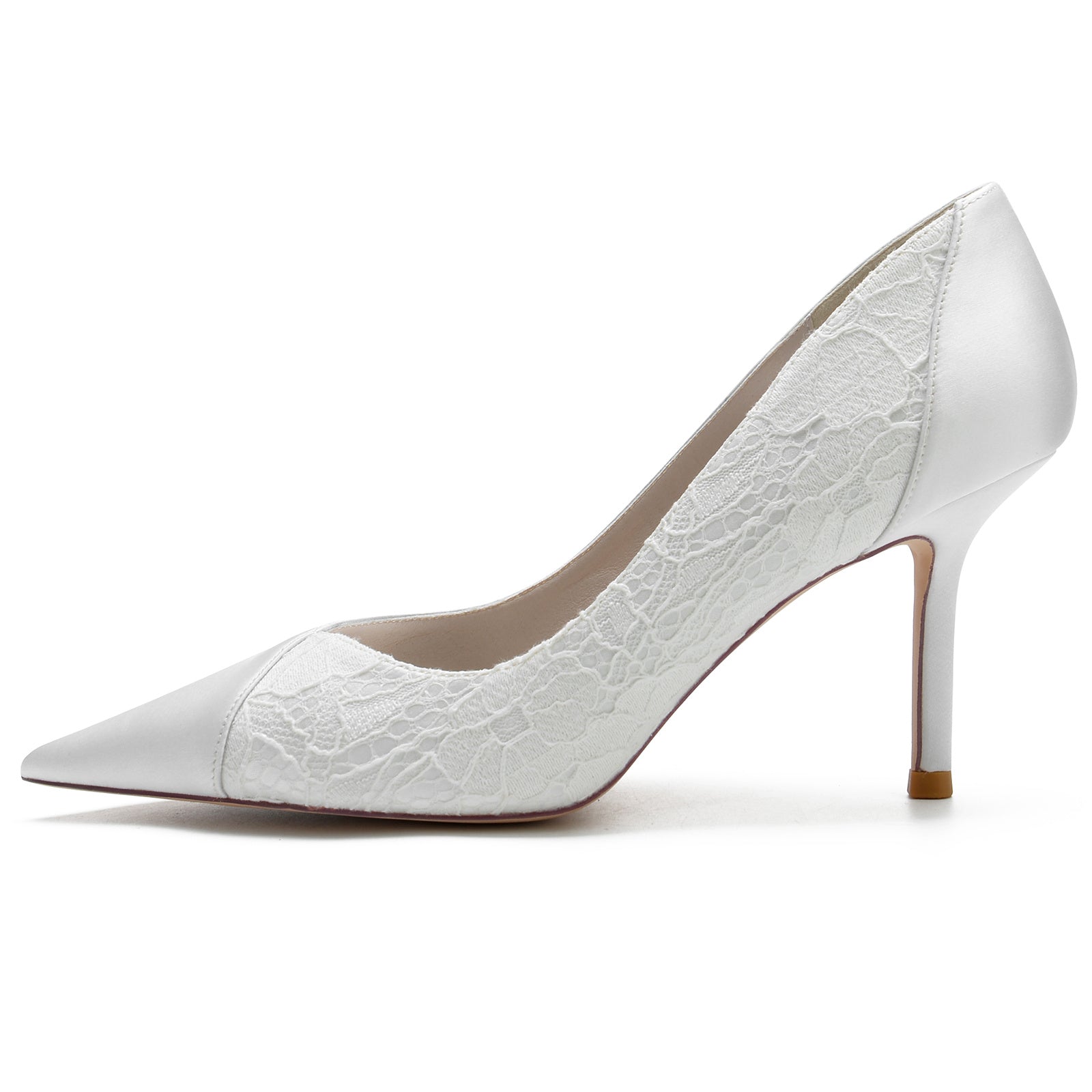 Women's Wedding Shoes Silk Satin Lace Stiletto Heel Pointed Toe Bridal Shoes - 이미지 3