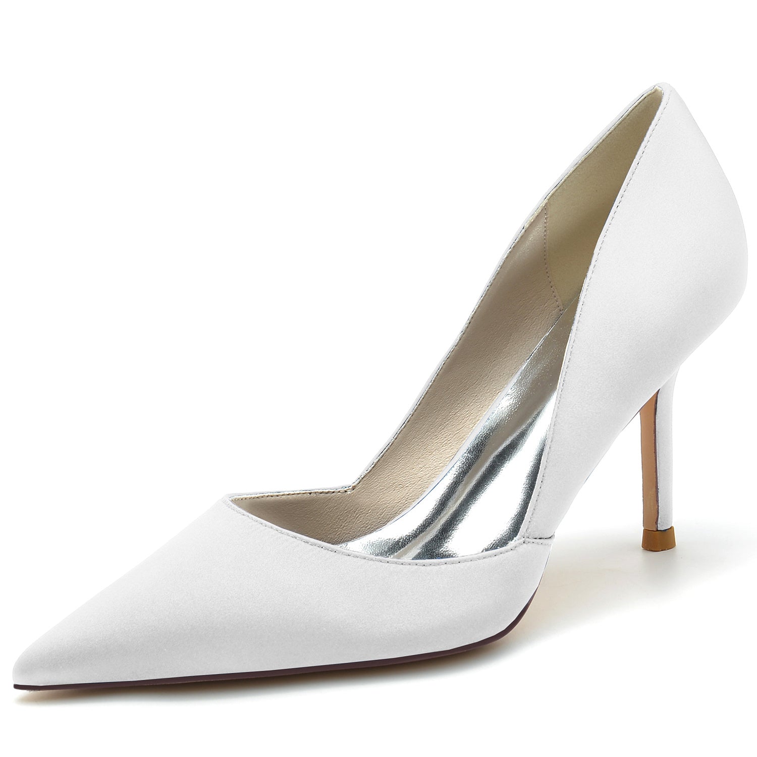 Women's Wedding Shoe Stiletto Silk Satin Pointed Toe Minimalist Bridal Shoes - 이미지 2