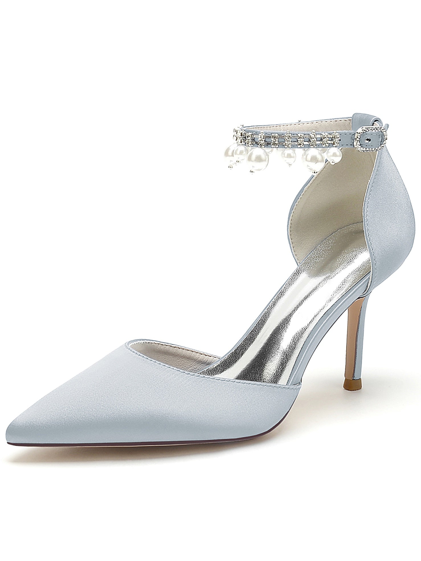 Women's Wedding Shoes Beadings High Heel Pointed Toe Bridesmaid Shoes - Image 11